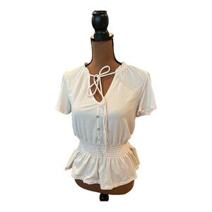 Meraki Off White V Neck Blouse Size M

 #B203